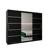 SCHWEBETÜRENSCHRANK 200/250/62 3-türig - Silberfarben/Schwarz, Holz/Kunststoff (250/200/62cm) - MÖBEL KRYSPOL