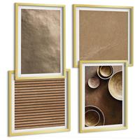 BILDER SET 4er Set - 50x50 cm & 40x60 cm Goldrahmen - Moderne Steinstrukturen - Goldfarben, Kunststoff (50/50cm) - TULUP
