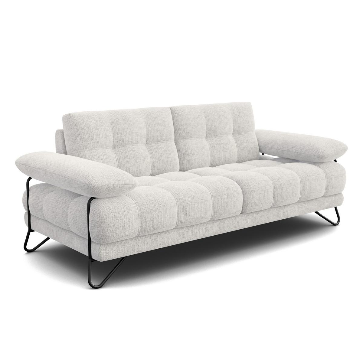 SOFA BUBBARA 2,5-Sitzer, creme - Creme/Schwarz, Holz/Textil (215/87/96cm) - Wozimo