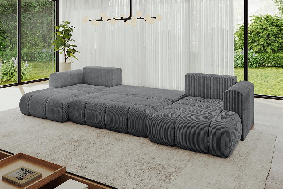 WOHNLANDSCHAFT CLOUD-U-v1 405x185x90 Dunkelgrau Cord - Dunkelgrau, Holzwerkstoff/Kunststoff (405/90/185cm) - ALTDECOR