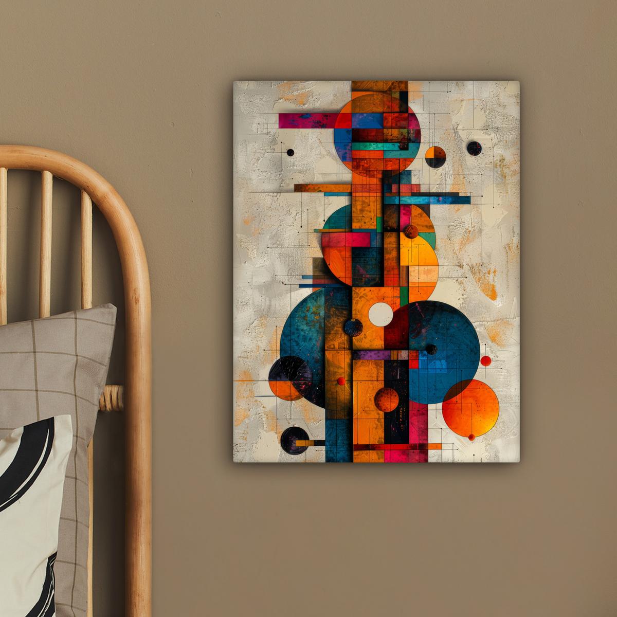 LEINWANDBILD Vintage - Moderne Kunst - Orange - Geometrische Formen Room Decor 30x40 cm - Multicolor, Textil (30/40cm) - MuchoWow