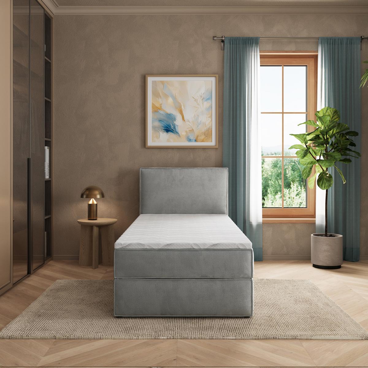BOXBETT PELLIO 80x200 cm mit Matratze und Topper - Hellgrau - Hellgrau, Holz (80/200cm) - MASSENO