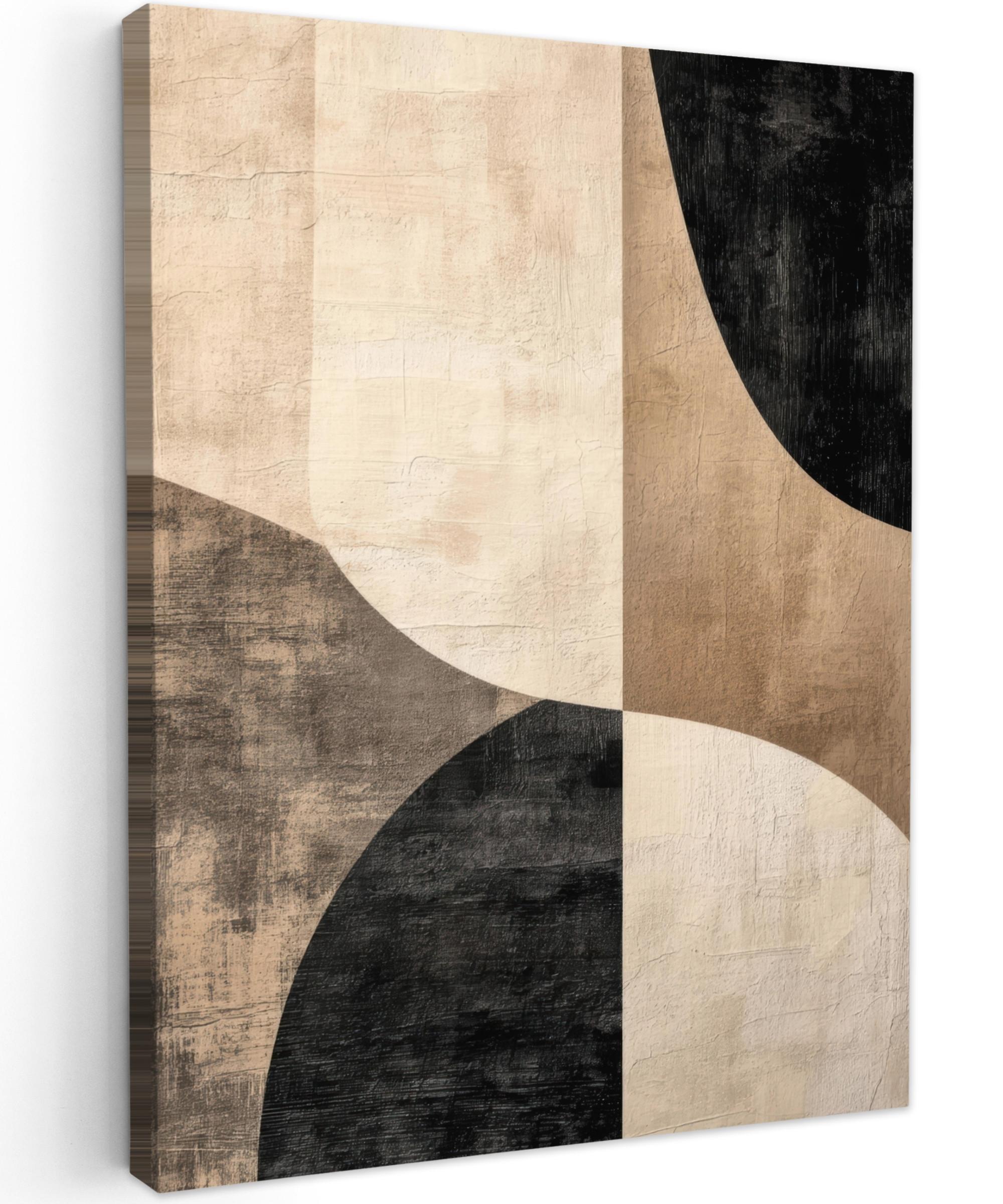 LEINWANDBILD Abstrakt - Flugzeuge - Schwarz - Rund Room Decor 30x40 cm - Beige, Textil (30/40cm) - MuchoWow