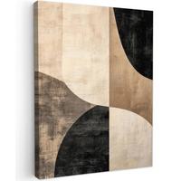 LEINWANDBILD Abstrakt - Flugzeuge - Schwarz - Rund Room Decor 30x40 cm - Beige, Textil (30/40cm) - MuchoWow