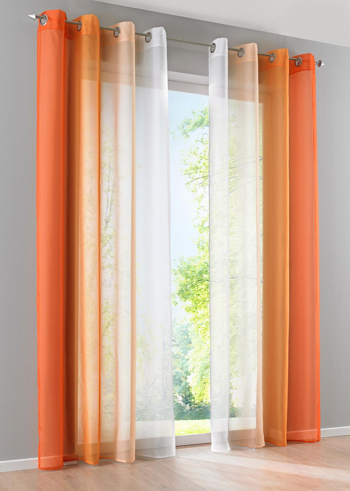VORHANG 2ER SET »Modena« HxB 145x140 cm Orange - Orange, Textil (140/145cm) - Gardinenbox