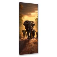 WANDBILD elefantenherde - Braun, Textil (30/90cm) - Feeby
