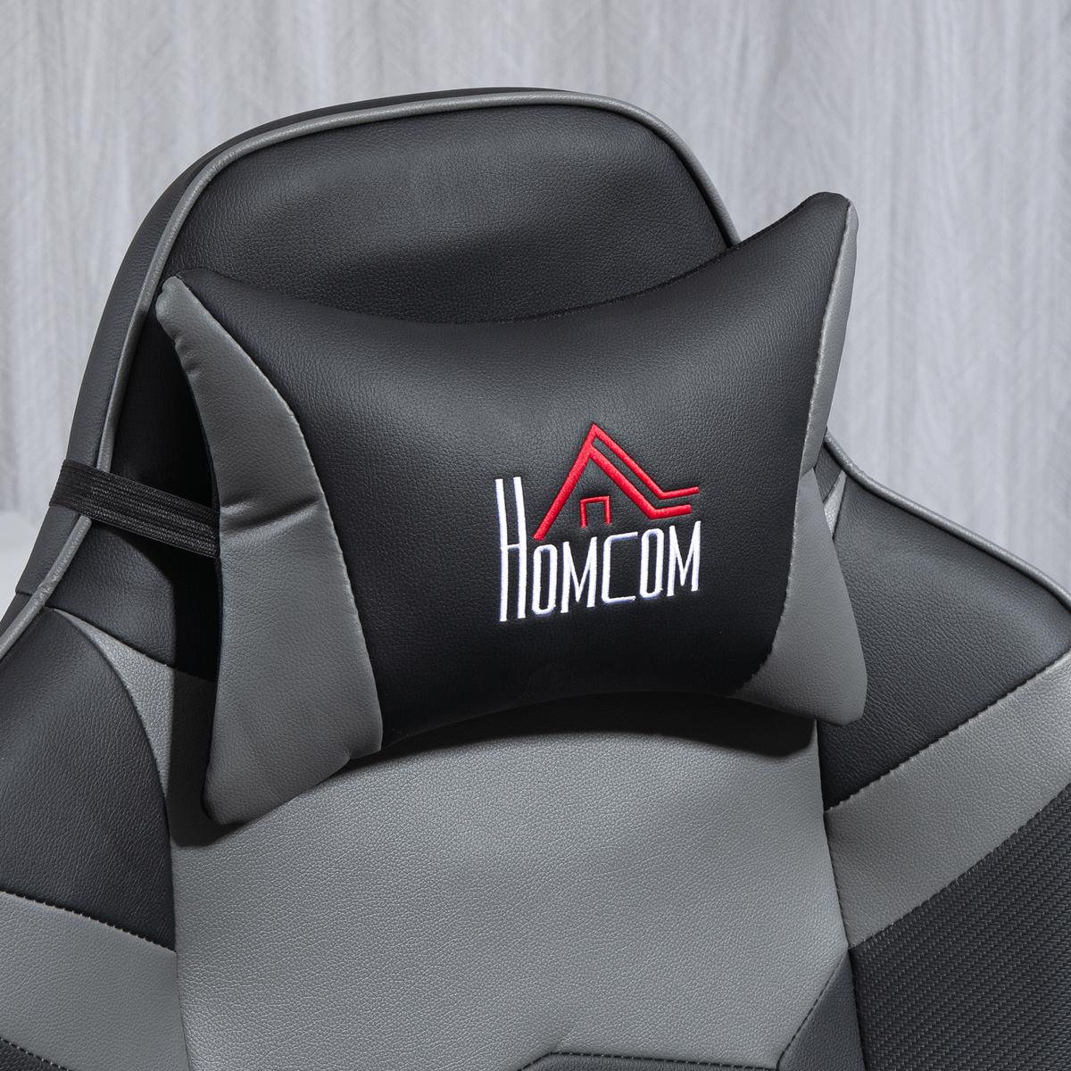 RELAXSESSEL mit Massagefunktion, Elektrisch Fernsehsessel mit Liegefunktion - Schwarz/Grau, Leder/Kunststoff (82.5/111.5/78cm) - HOMCOM
