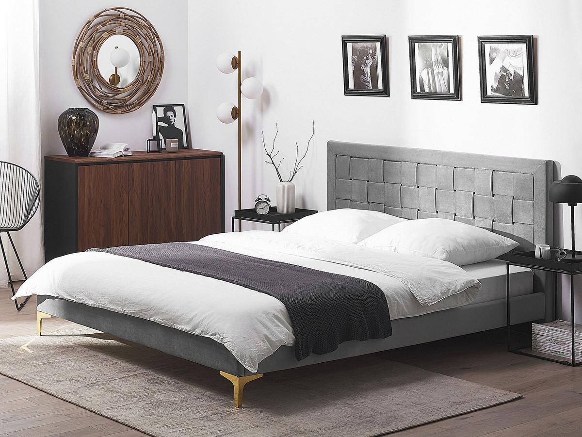 DOPPELBETT 140/200cm Grau Limoux - Grau, Textil (140/200cm) - Beliani