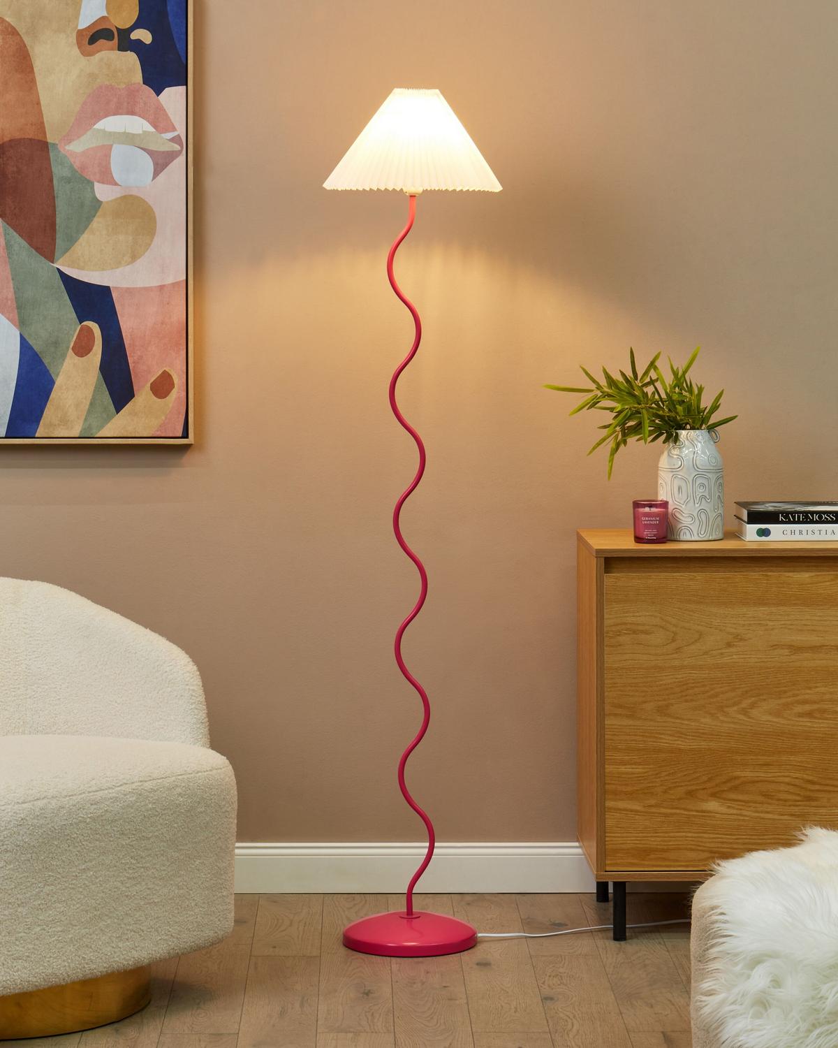 STEHLAMPE Weiß/Rosa Jikawo - Pink/Weiß, Metall (25/25/161cm) - Beliani