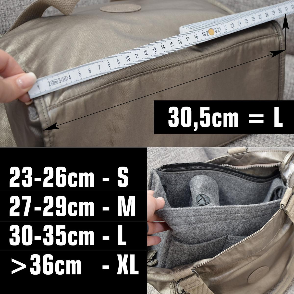 TASCHENORGANIZER S, Filz, 23x10x16cm, Grau - Grau, Kunststoff (23/10/16cm) - Dunedesign