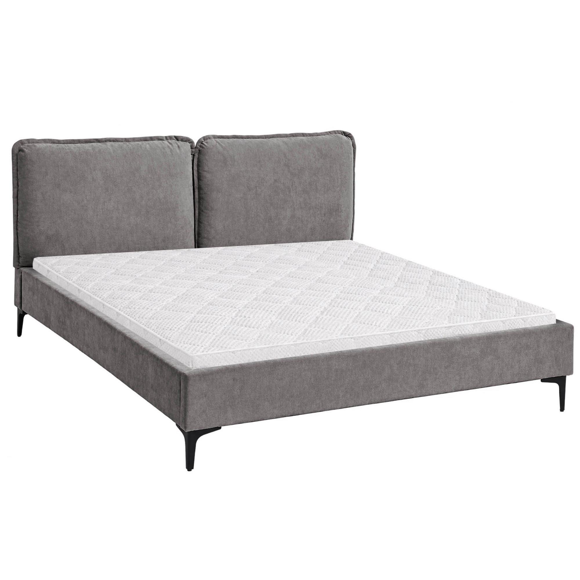 POLSTERBETT Sombra, Doppelbett 160x200 cm mit Schaumstoffmatratze 10 cm, Chenille-Stoff, Dunkelgrau - Dunkelgrau, Metall (160/200cm) - Beautysofa
