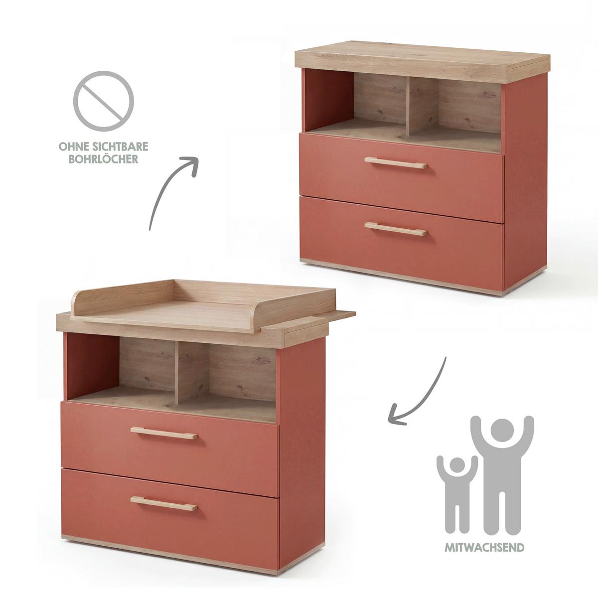 BABYZIMMER-SET Jimmy 2-teilig - Eichefarben/Mauve, Holz/Holzwerkstoff (143/103/77cm) - Roba