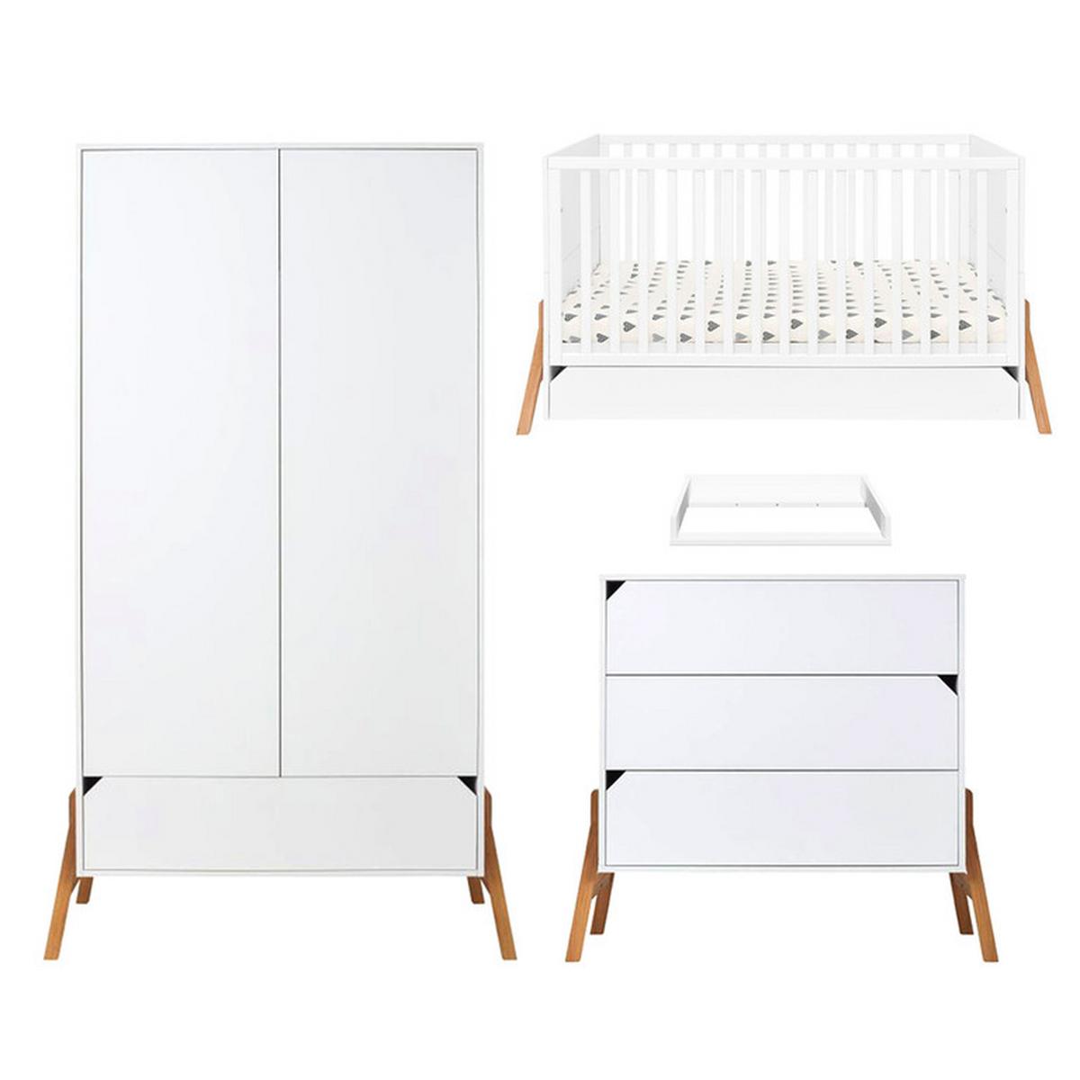 BABYZIMMER 3-teilig Weiß - Weiß, Holzwerkstoff (161/90/75cm) - Petits-meubles