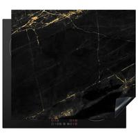 HERDABDECKPLATTE Marmor - Schwarz - Gold - Chic - Marmoroptik - Design Herdabdeckung Induktionsfeld 60x52 cm - Schwarz, Kunststoff (60/52/0.2cm) - MuchoWow