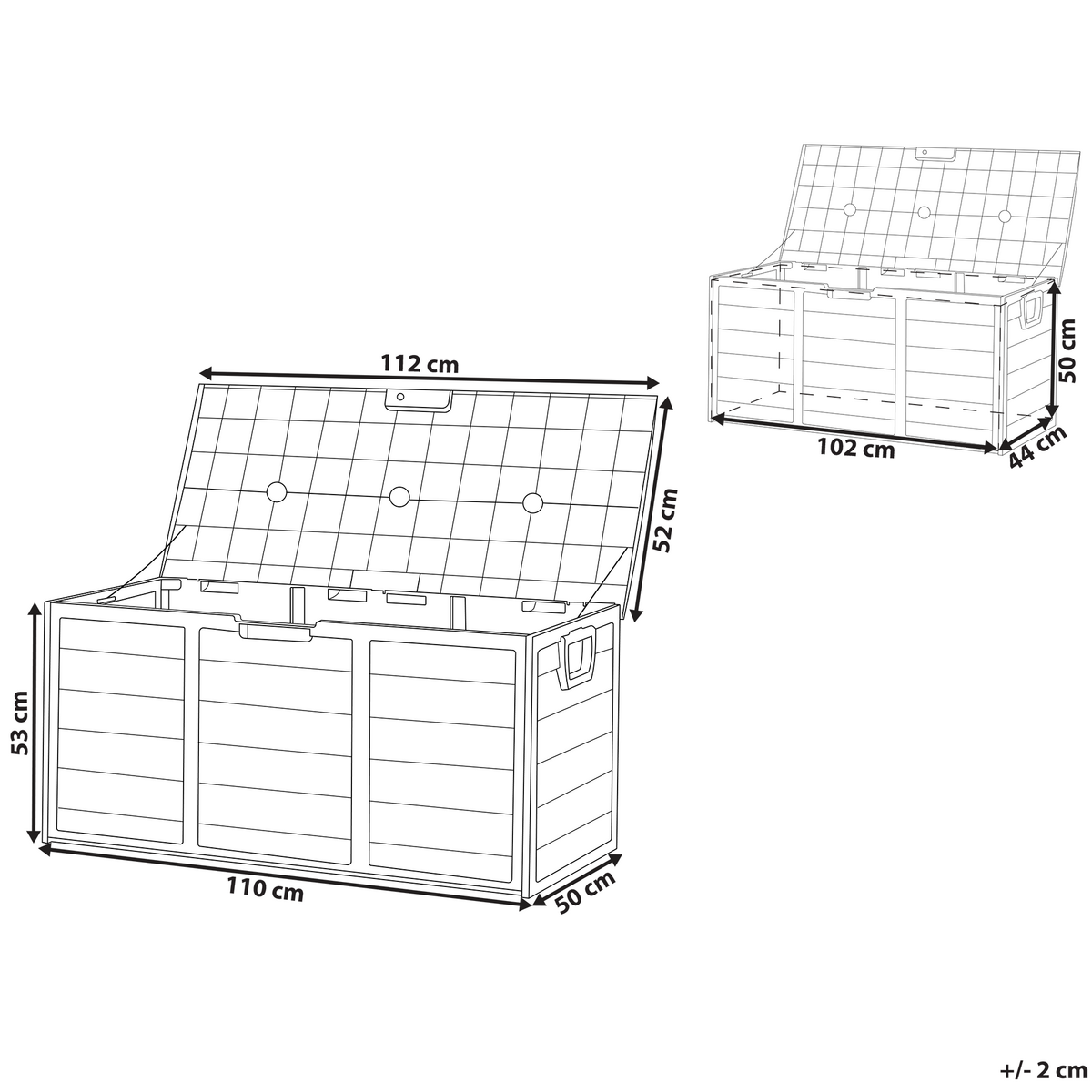 AUFBEWAHRUNGSBOX Grau Locarno - Braun/Grau, Kunststoff (112/53/50cm) - Beliani
