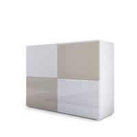 KOMMODE Rova Weiß Hochglanz / Sandgrau Hochglanz - Sandfarben/Weiß Hochglanz, Holzwerkstoff (92/72/35cm) - Vladon