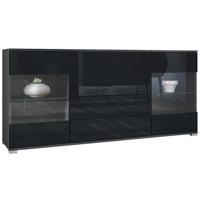 SIDEBOARD Bari Schwarz Hochglanz - Schwarz Hochglanz, Holzwerkstoff (166.5/75.5/35cm) - Vladon