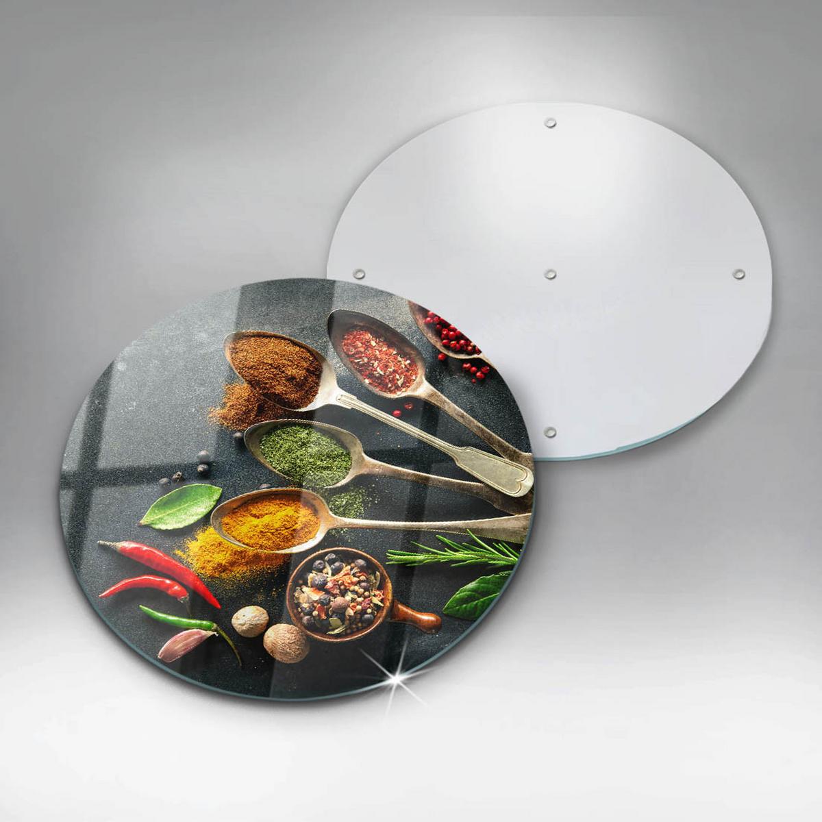 GLASPLATTE Ø 40 cm Küchengewürze Zusammensetzung - Multicolor, Glas (40/40cm) - Wallfluent