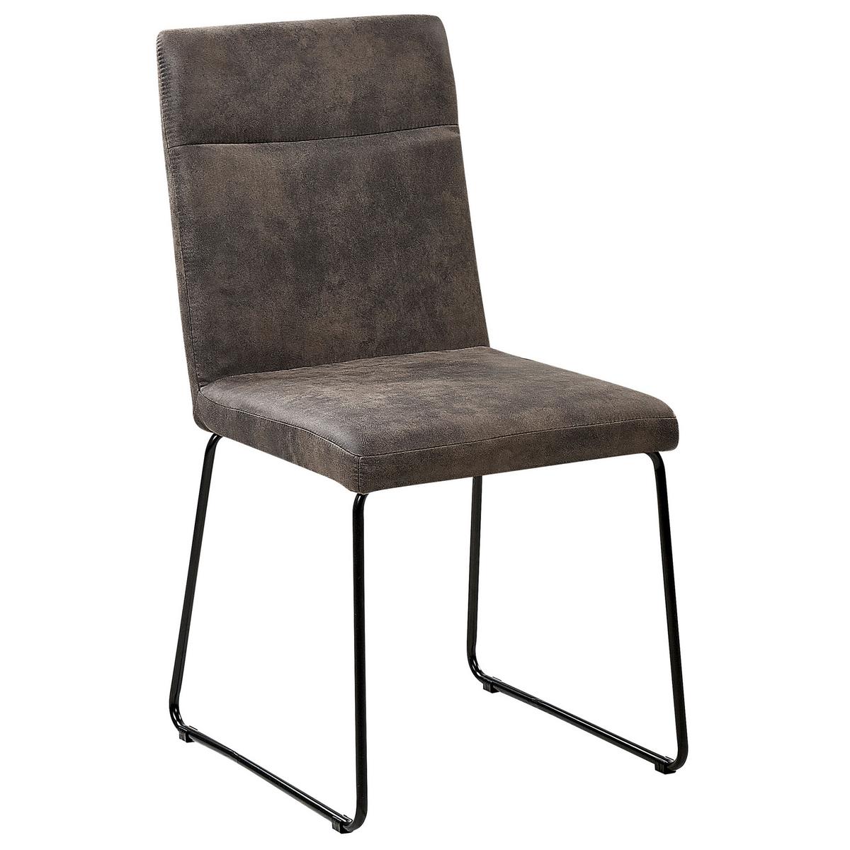ESSZIMMERSTUHL 2er-Set Polsterbezug Grau Nevada - Grau, Textil/Metall (46/90/52cm) - Beliani
