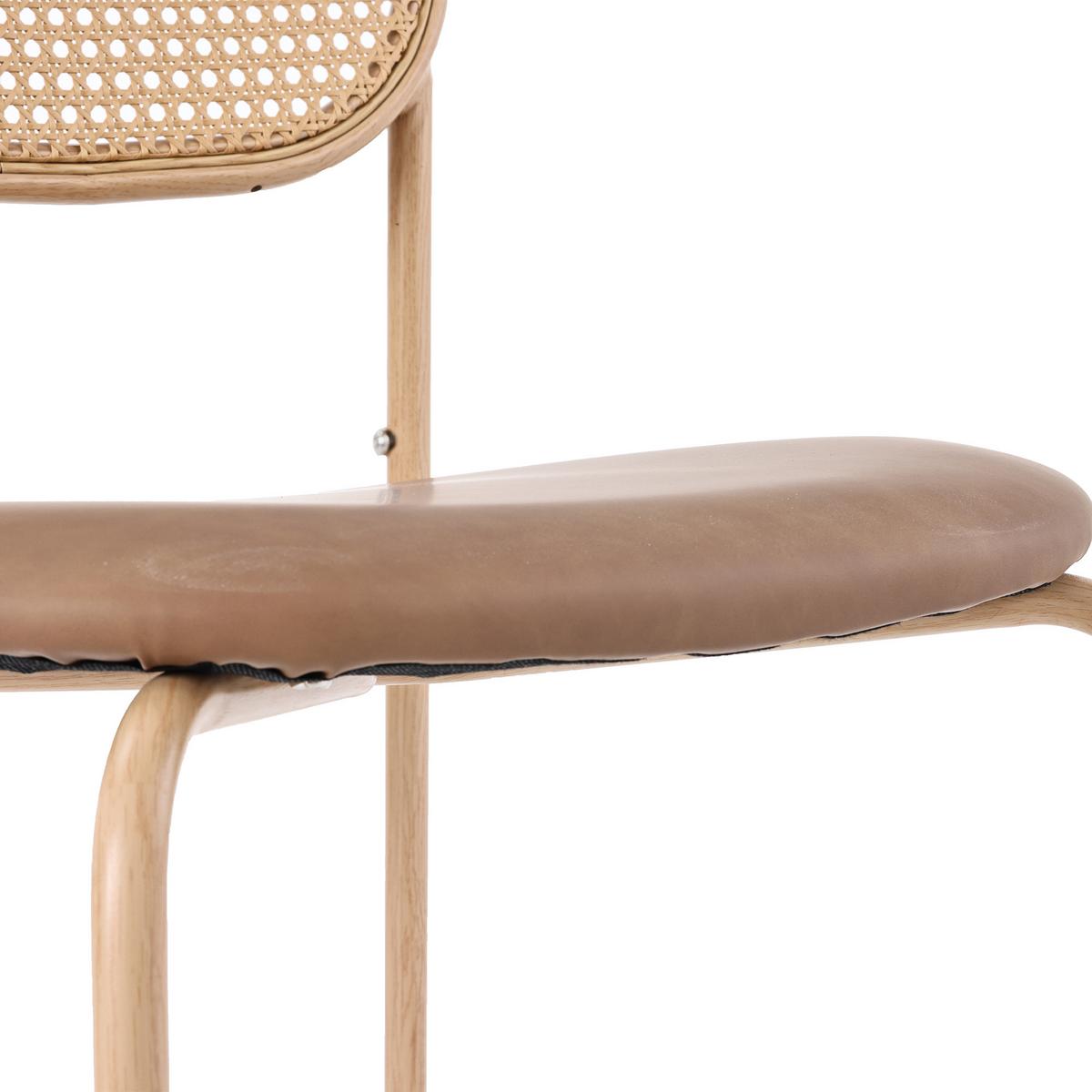 ESSZIMMERSTUHL Set 2er Braun PU & Rattan Polsterstuhl mit Metallbeinen - Braun, Kunststoff (46/80/48cm) - Urban Meuble