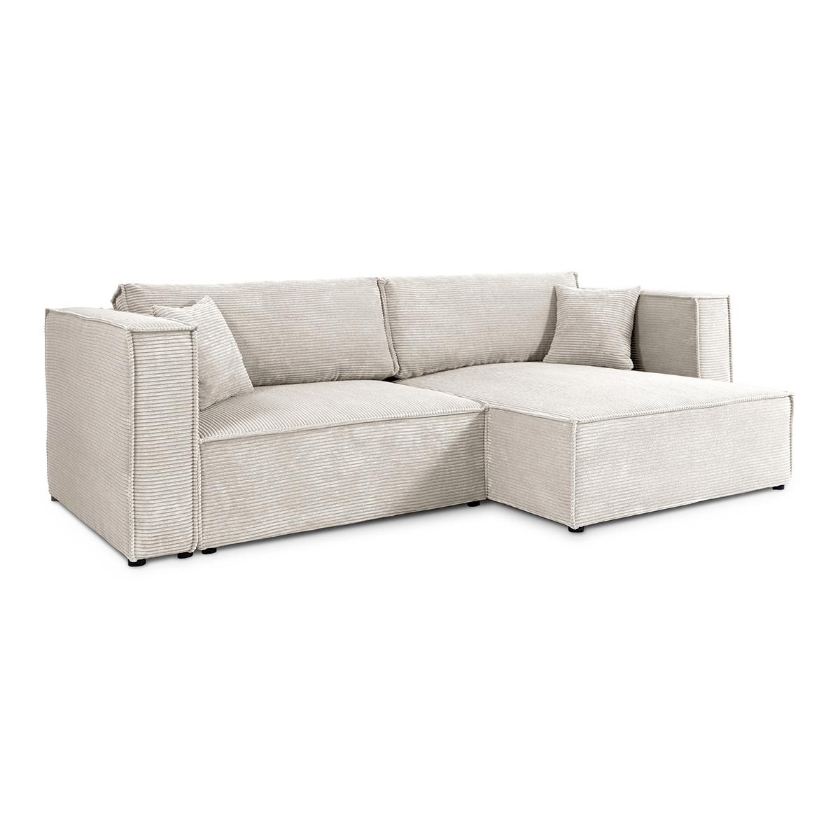 SOFA Jimmy 3 Sitzplätze Weiß-Beige - Weiß, Holz (245/77/148cm) - Petits-meubles