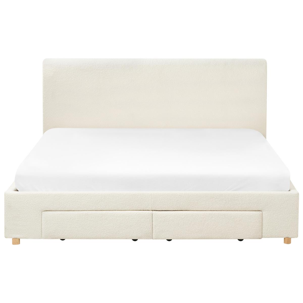 BETT mit Schubladen 180/200 cm Bouclé Hellbraun Soutrin - Hellbraun, Textil (180/200cm) - Beliani