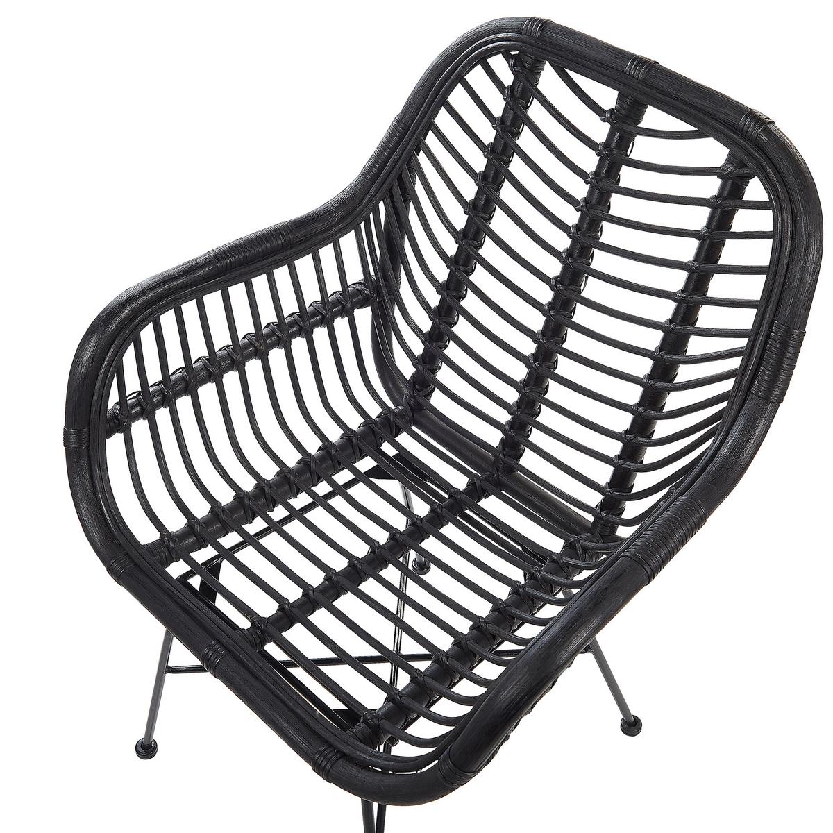 RATTANSTUHL Rattan Schwarz Canora - Schwarz, Naturmaterialien/Metall (64/89/51cm) - Beliani