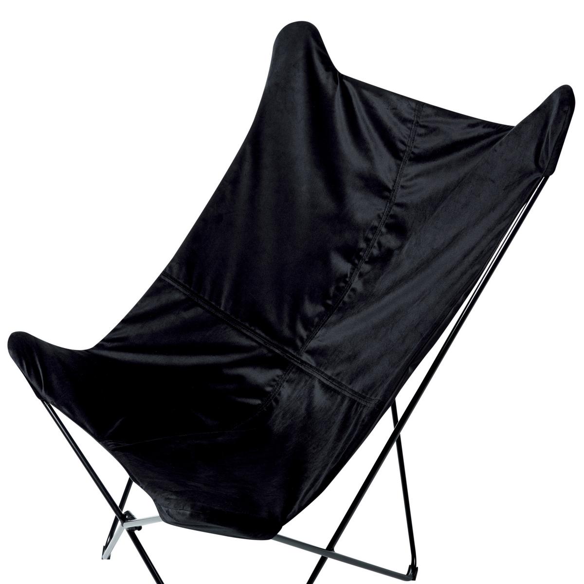 SCHMETTERLINGSSESSEL Samtstoff Schwarz Nybro - Schwarz, Textil/Metall (70/99/85cm) - Beliani