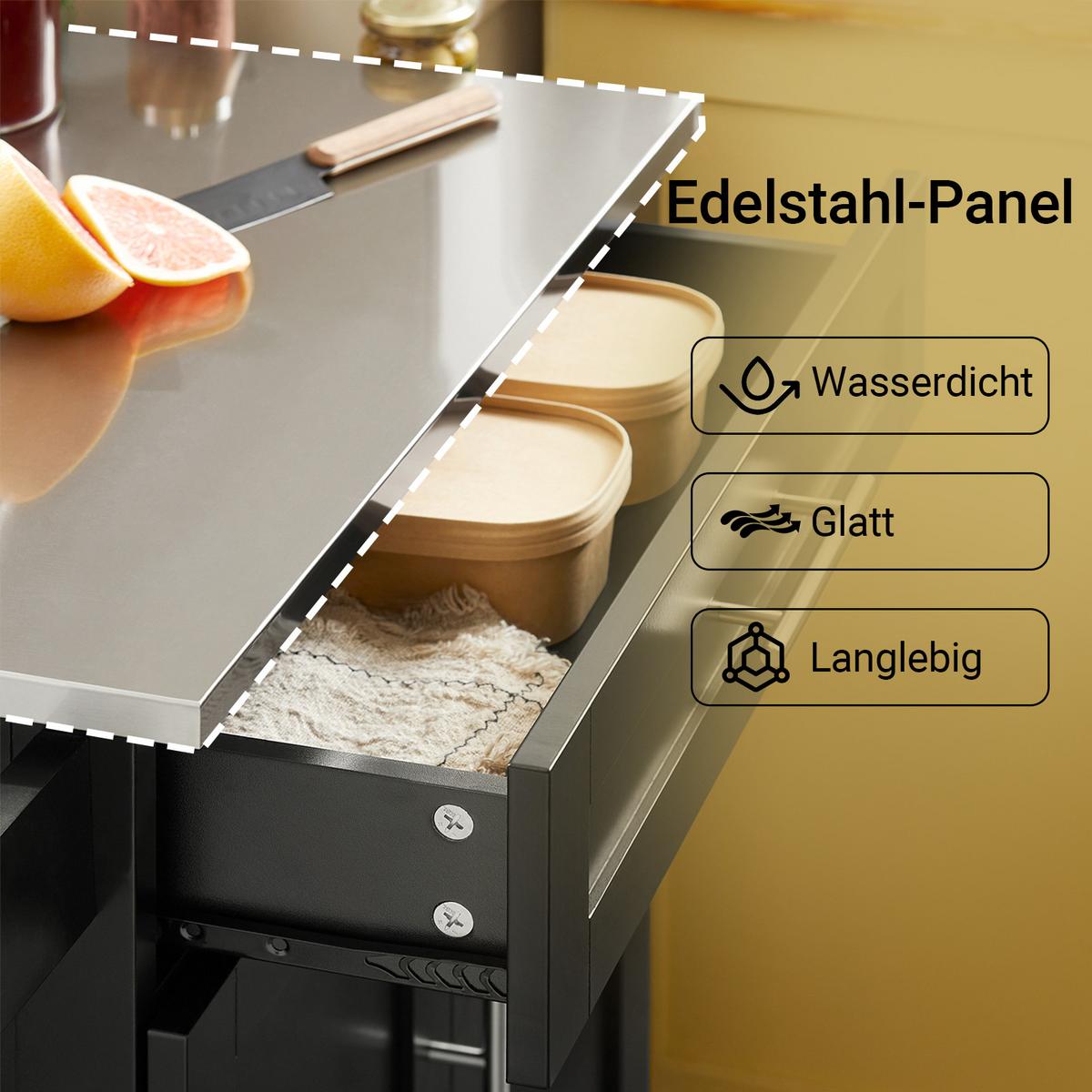 KÜCHENWAGEN Schwarz - Schwarz, Holz/Holzwerkstoff (83/90/46cm) - SoBuy