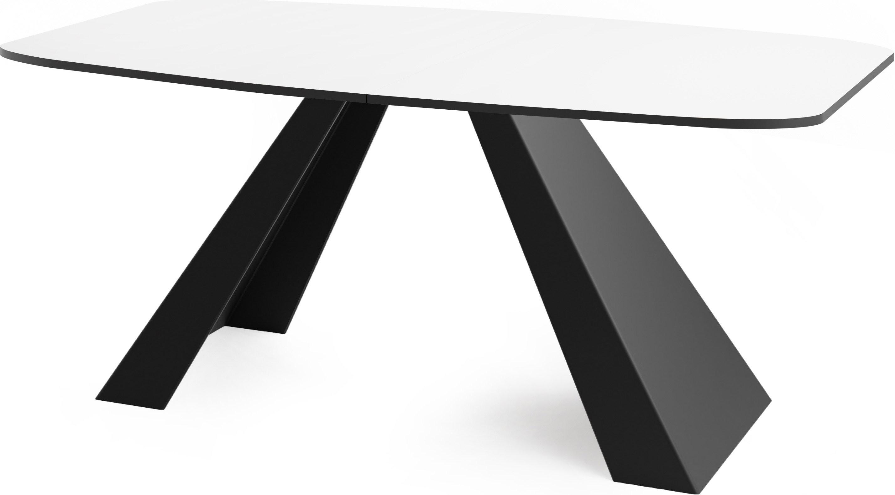 ESSTISCH Monte rechteckig ausziehbar, Weiß 160-200/80/76 cm - Schwarz/Weiß, Holzwerkstoff/Metall (80/198/76cm) - WFL GROUP