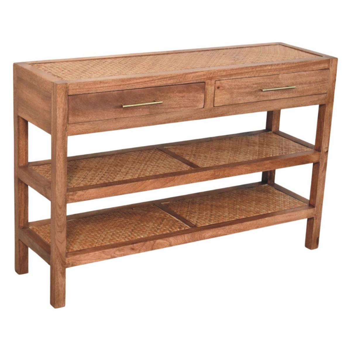 KONSOLENTISCH mit Honig-Karamell-Finish, 2 Schubladen, 2 offene Ablagen, honigbraun - Braun, Holz/Metall (35/120/80cm) - Artisan Furniture