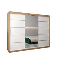 SCHWEBETÜRENSCHRANK 200/250/62 3-türig - Silberfarben/Weiß, Holz/Kunststoff (250/200/62cm) - MÖBEL KRYSPOL
