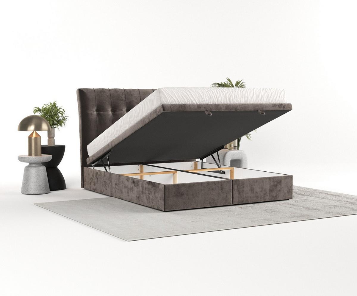 POLSTERBETT Kelsea mit Stauraum 200/200 cm Braun im Lotta Stoff - Schwarz/Braun, Holz/Holzwerkstoff (200/200cm) - AltaBeds