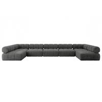 WOHNLANDSCHAFT modulares Sofa Garvo-U3 - 475x190x70 cm Dunkelgrau Velours - Schieferfarben/Dunkelgrau, Holzwerkstoff/Textil (475/70/190cm) - ALTDECOR