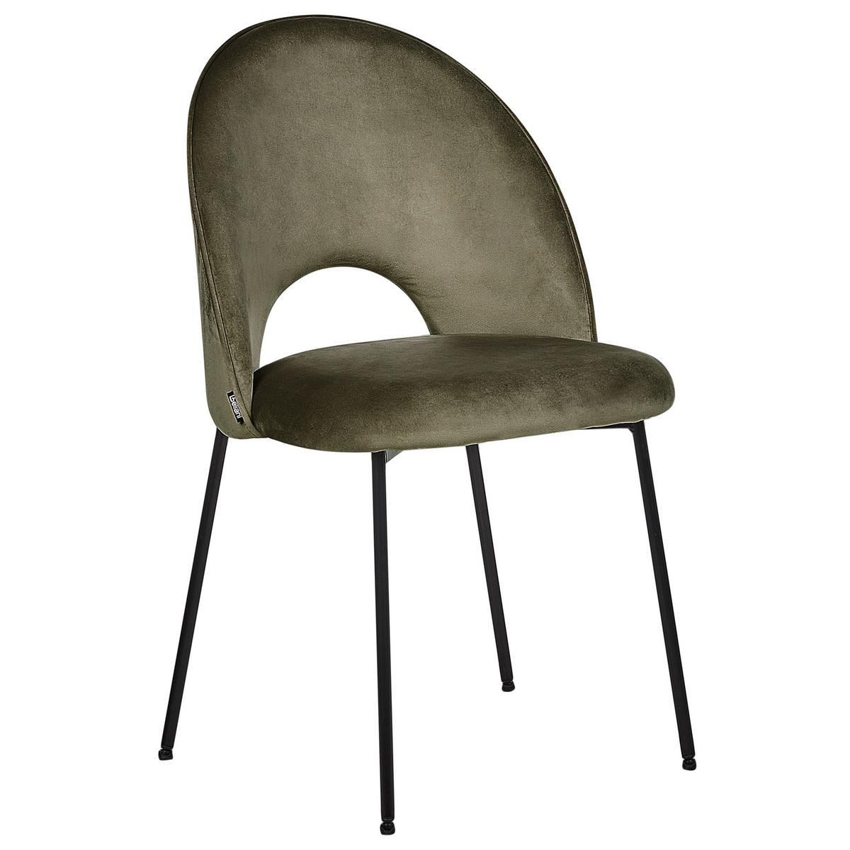 ESSZIMMERSTUHL 2er-Set Samtstoff grün Covelo - Schwarz/Grün, Textil (46/84/45cm) - Beliani