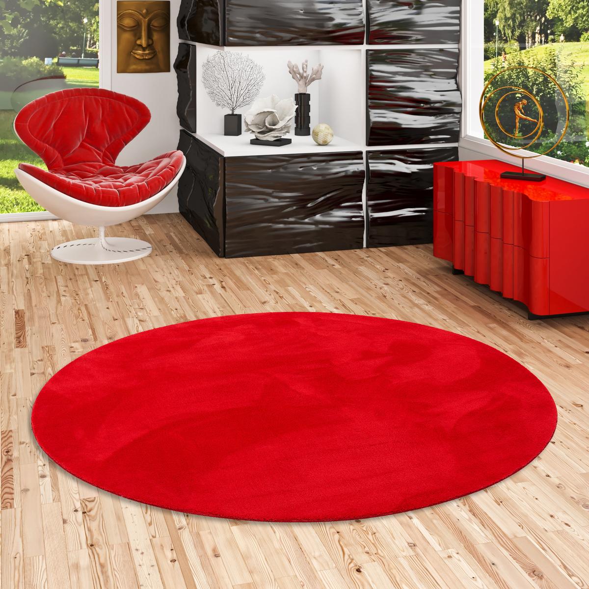 FELLTEPPICH SUPER SOFT PEARL RUND - Rot, Textil (160/160cm) - Pergamon