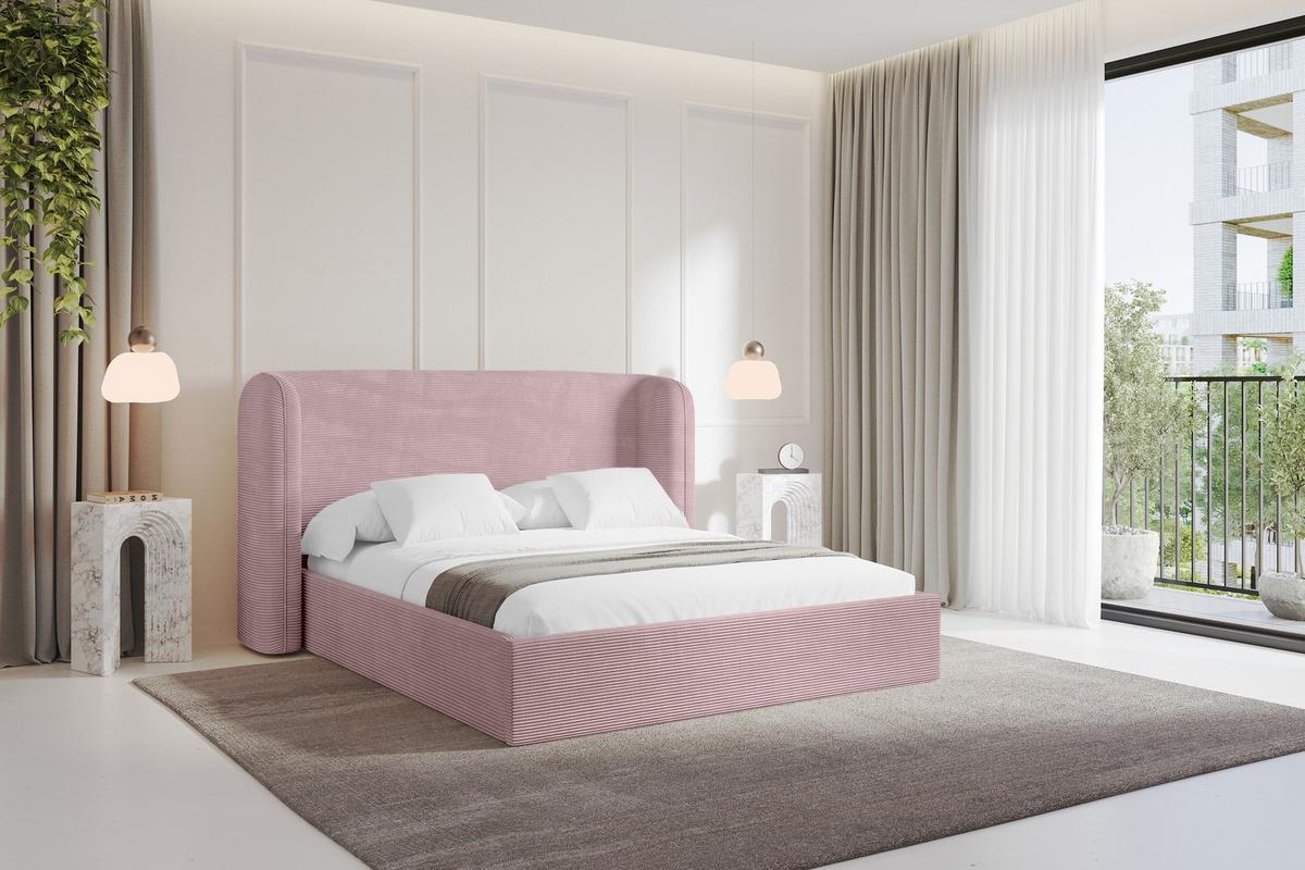 POLSTERBETT mit Bettkasten und Lattenrost, Bett mit Matratze H3/H4 - ESTI 160x200 Rosa - Rosa, Holzwerkstoff/Textil (160/200cm) - ALTDECOR