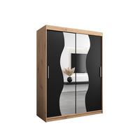 SCHWEBETÜRENSCHRANK 200/150/62 2-türig - Silberfarben/Schwarz, Holz/Kunststoff (150/200/62cm) - MÖBEL KRYSPOL
