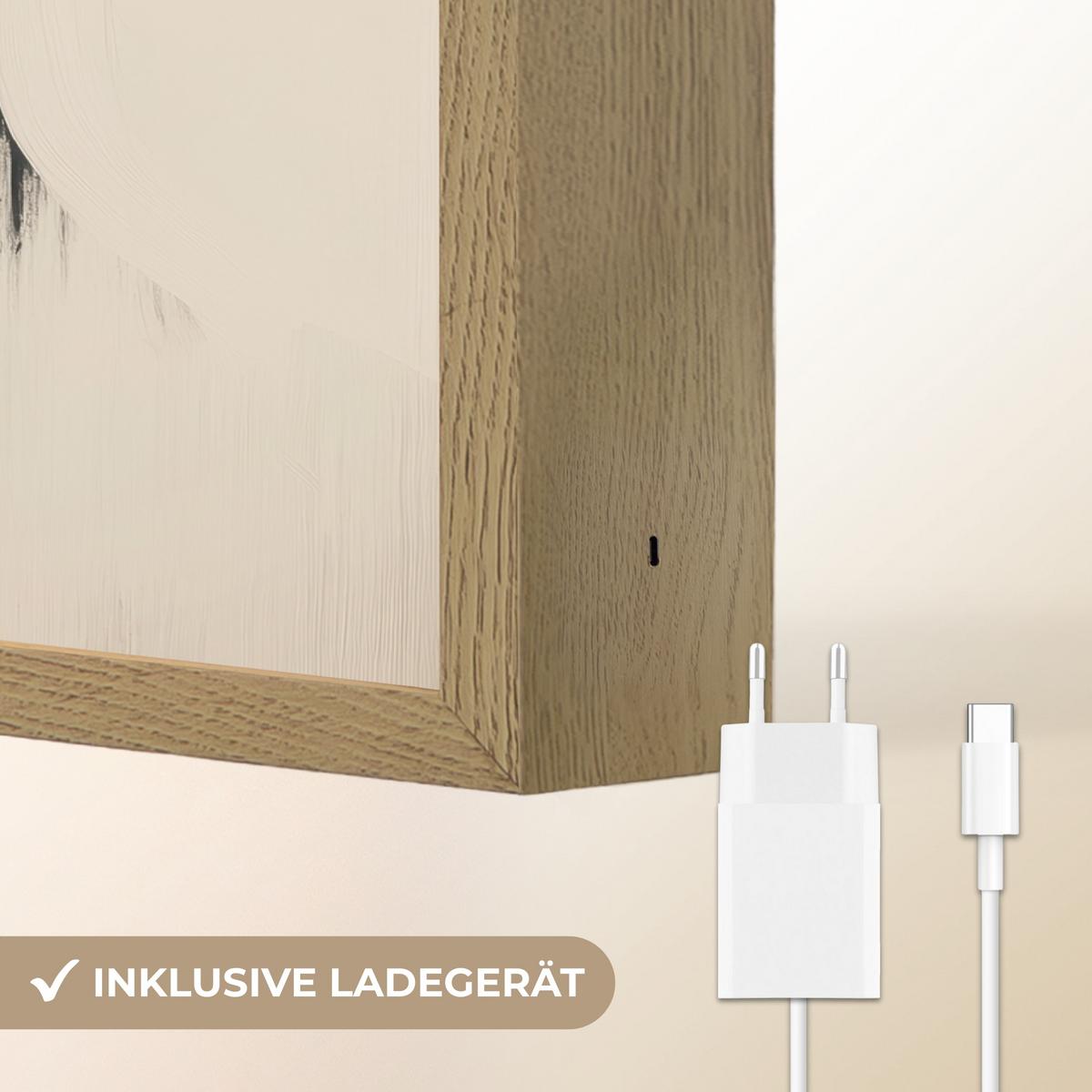 WANDLEUCHTE MIT AKKU Frau - Hut - Farbe 30x40 cm - Creme, Holzwerkstoff (30/40/8cm) - OnlyWow