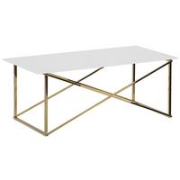 COUCHTISCH weiß/gold rechteckig 100/50 cm Emporia - Goldfarben/Weiß, Glas (50/100/40cm) - Beliani