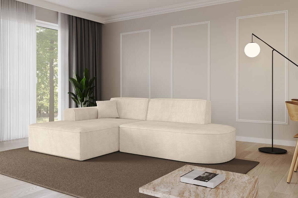 ECKSOFA Ottomane Links IREA-L1-v3 - 232x165x77 cm Beige - Beige, Holzwerkstoff/Textil (232/165cm) - ALTDECOR