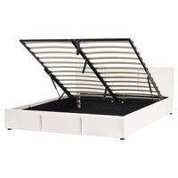BETT mit Stauraum 160/200 cm Stoff Cremeweiß Bousse - Creme, Textil (160/200cm) - Beliani
