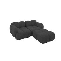 ECKSOFA modulares Sofa Rechts Miko-L1 214x205x75 Dunkelgrau Velours - Dunkelgrau/Schwarz, Holzwerkstoff/Kunststoff (214/205cm) - ALTDECOR