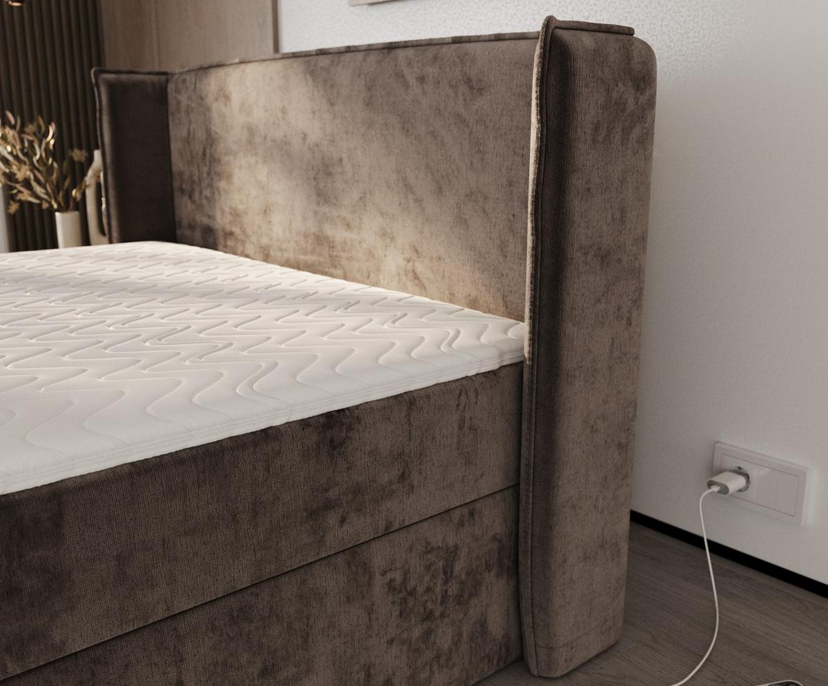 BOXBETT Viva 160/200 cm Braun im Lotta Stoff - Schwarz/Braun, Holz/Holzwerkstoff (160/200cm) - AltaBeds