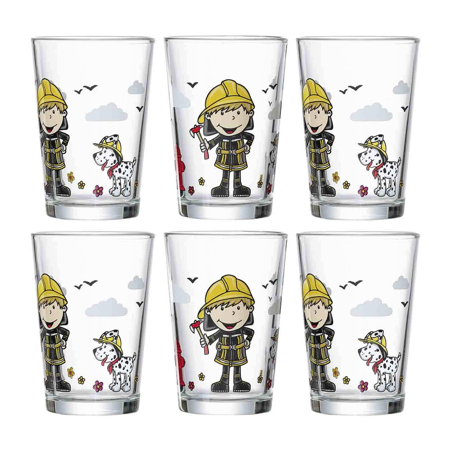 KINDERGLÄSER Feuerwehrmann Bernie bunt 205 ml 6-tlg. - Multicolor, Glas (0.205L) - Ritzenhoff Breker