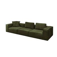 SOFA CARMO Grün Leder - Schwarz/Olivgrün, Leder/Kunststoff (366/68/118cm) - KAWOLA