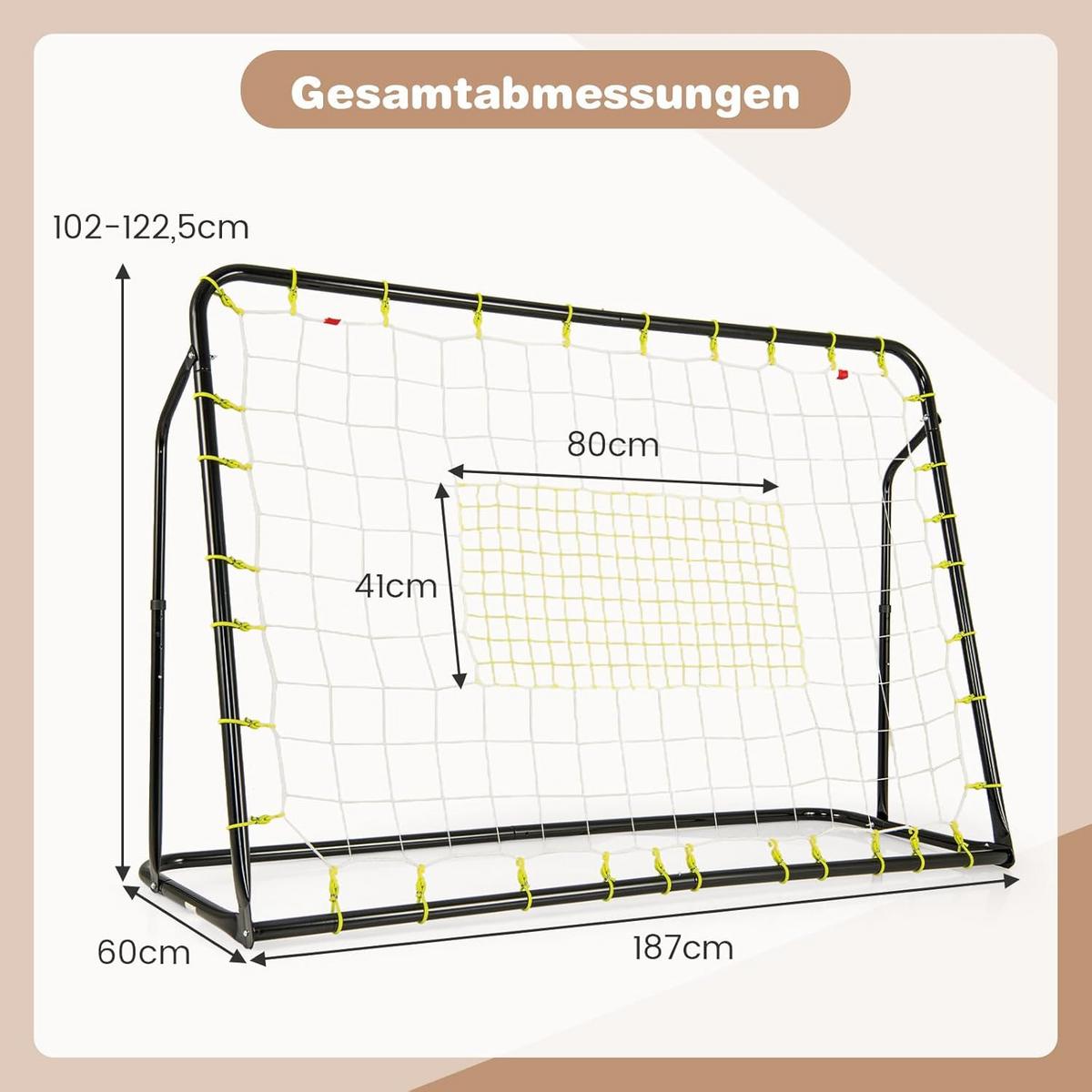 FUBBALLTOR Schwarz - Schwarz, Metall (187/123/60cm) - COSTWAY
