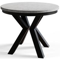 RUNDER Esszimmertisch LOFT, ausziehbarer Tisch Durchmesser: 100 cm/180 cm, Wohnzimmertisch Farbe: Grau, mit Metallbeinen in Farbe Schwarz - Schwarz/Grau, Holzwerkstoff (100/100/76cm) - Alpi-Möbel