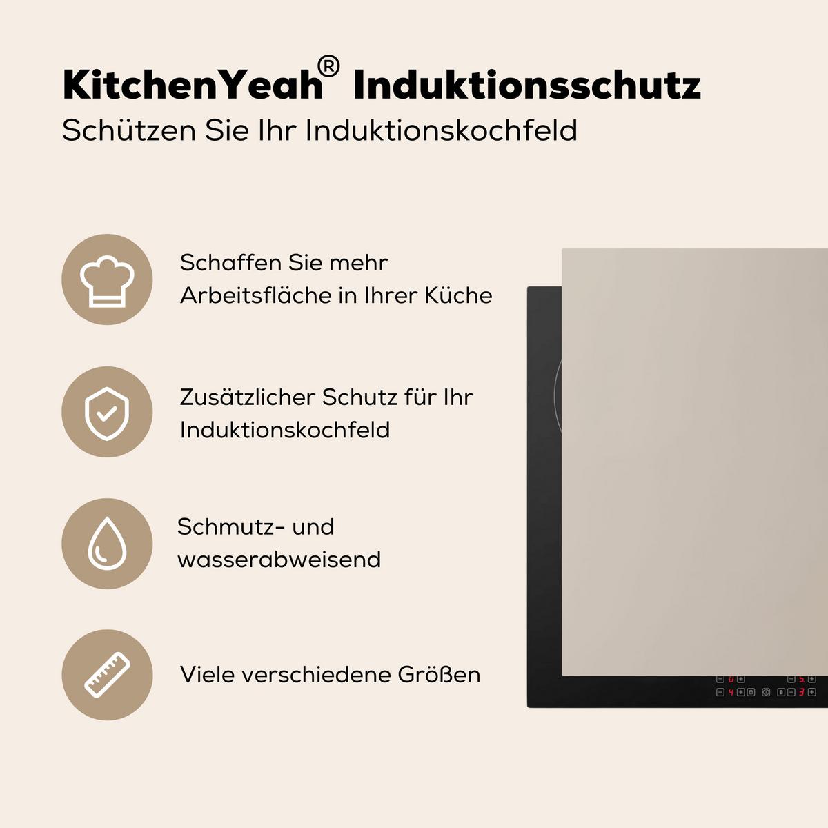 HERDABDECKPLATTE Pampasgras - Federn - Pastell - Weiß Ceranfeldabdeckung 80x52 cm - Creme, Kunststoff (80/52/0.2cm) - MuchoWow
