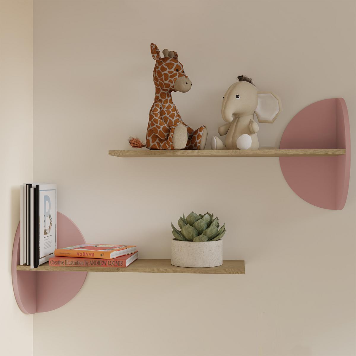 BÜCHERREGAL Lena mit 2 Türen und 2 Schubladen, für Jugendliche, 83 cm, Eiche Cremona/Macadamia/Puderrosa - Eichefarben/Beige, Holzwerkstoff (83/151/40cm) - Beautysofa